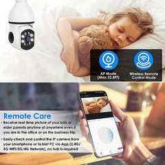E27 WiFi Smart Bulb Camera 1080P FHD with Pan & Tilt, Two-Way Audio, Full Color Night Vision, Motion Tracking & Flood Light – Smart Security Surveillance