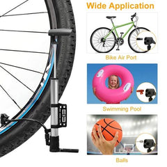 Mini Bike Pump Portable Bicycle Tire Inflator – Ball Air Pump with Mount Frame for Mountain and Road Bikes