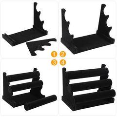 3-Tier Velvet Jewelry Stand – Removable Bracelet Holder, Watch & Jewelry Bangle Display Rack Organiser Velvet Stand Tiered Display