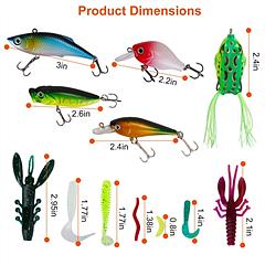 LakeForest 383-Piece Fishing Lures Kit – Bass & Saltwater Fishing Tackle Box with Crankbaits, Spinnerbaits & Soft Plastic Worms