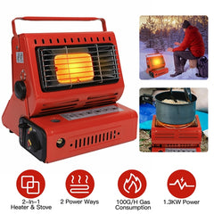 2-in-1 Portable Butane Heater & Cooking Stove – Outdoor Gas Warmer for Camping, Fishing, RV & Travel