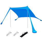 6.5x6.5FT Foldable Beach Canopy Tent – Portable Sun Shade with Poles, Sandbags & Carry Bag – Windproof UV Shelter for Outdoor Use (Blue)