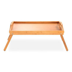 Bamboo Folding Bed Tray Table – Breakfast Tray with Handles for Serving Snacks and Meals in Bed
