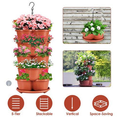 5-Tier Stackable Garden Tower – Perfect Planters for Strawberries, Flowers, Herbs, and Vegetables – Maximize Your Gardening Space!