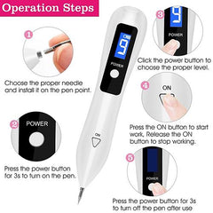 Skin Tag & Mole Remover Pen – LCD Display, 6 Replaceable Needles, USB Rechargeable