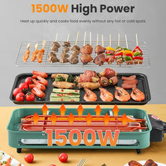 2-in-1 Electric Indoor BBQ Grill – 2000W, Removable Plate, Adjustable Temp & Dishwasher Safe