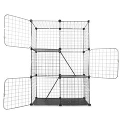 3-Tier Large Cat Playpen Cage – Metal Indoor Cat House with 3 Doors, 2 Ladders, Detachable Design for 1–2 Cats