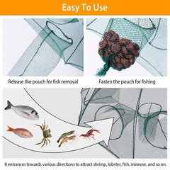Foldable Fishing Bait Trap – Automatic Mesh Net for Crab, Shrimp, Minnow & Crawdad