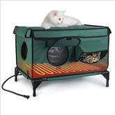CutiePawsome Waterproof Heated Cat House – Outdoor Insulated Weatherproof Kitty Shelter with Heating Pad, Anti-Chew Cord, 2 Doors & 3 Windows
