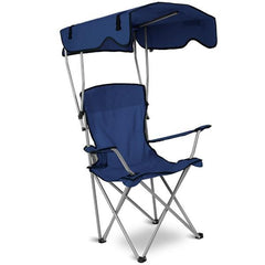 Foldable Beach Canopy Chair – Sun Protection Camping Lawn Chair, 330LBS Load Capacity, Folding Seat with Cup Holder for Beach, Poolside, Travel & Picnic