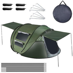 5–8 Person Pop-Up Camping Tent – Waterproof Instant Setup Tent with Mosquito Net Windows, Poles & Carry Bag for Hiking, Climbing & Outdoor Adventures