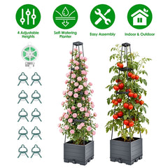 iMountek 2-Pack Raised Garden Bed with Trellis – 56” Self-Watering Planter Box for Tomatoes, Vegetables, Indoor & Outdoor Gardening