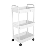 3-Tier Rolling Utility Cart with Lockable Wheels, 360° Rotatable, Movable Storage Organizer with Drawers, Ideal for Bedrooms, Bathrooms, and Kitchens