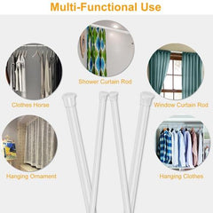 Tension Curtain Rod Spring Load Adjustable – Heavy-Duty Steel Curtain Pole, 4 Sizes for Bathroom, Wardrobe, Kitchen, and Balcony
