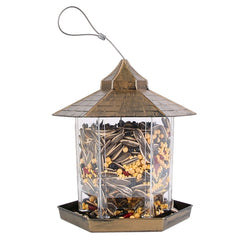 LakeForest Hanging Gazebo Bird Feeder – Outdoor Wild Bird Seed Station with 6 Feeding Ports, Large Capacity, Weatherproof Design for Garden & Patio