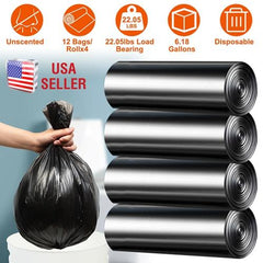 4 Rolls Black Garbage Bags – 6.18 Gallon Unscented Leak-Resistant Trash Can Liners for Bathroom, Kitchen, Office & Bedroom – Disposable & Portable