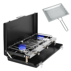 3-Burner Portable Propane Camping Stove – 20,000 BTU Foldable Gas Grill with Windshield & Toast Tray for Outdoor Cooking, RV, and BBQ