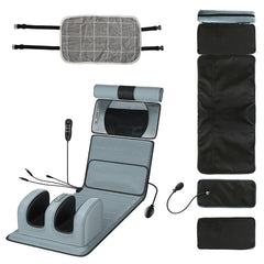 Full Body Heated Vibrating Massage Mat with Neck & Foot Massage Pillow, Adjustable Intensity, and Soft Lumbar Support – Portable Massage Mattress Pad for Home & Office Use