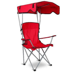 Foldable Beach Canopy Chair – Sun Protection Camping Lawn Chair, 330LBS Load Capacity, Folding Seat with Cup Holder for Beach, Poolside, Travel & Picnic
