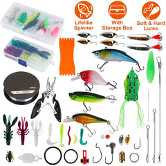 LakeForest 383-Piece Fishing Lures Kit – Bass & Saltwater Fishing Tackle Box with Crankbaits, Spinnerbaits & Soft Plastic Worms