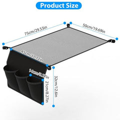 Hanging Storage Net for Camping Table – Under-Table Foldable Organizer with 3 Side Pockets & 4 Corner Clips, Tear-Resistant Mesh for Outdoor Camping, Hiking & Fishing (Fits 35.43x23.62in Tables)