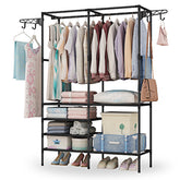 Multifunctional Metal Garment Rack with Shelves – Clothing and Shoe Organizer