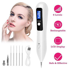 Skin Tag & Mole Remover Pen – LCD Display, 6 Replaceable Needles, USB Rechargeable