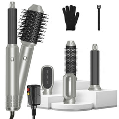 6-in-1 Hot Air Styler Brush Set – Dryer, Volumizer, Straightener & Curler with Auto Wrap, 3 Temp Settings, ALCI Plug & Accessories
