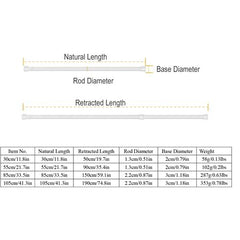 Tension Curtain Rod Spring Load Adjustable – Heavy-Duty Steel Curtain Pole, 4 Sizes for Bathroom, Wardrobe, Kitchen, and Balcony