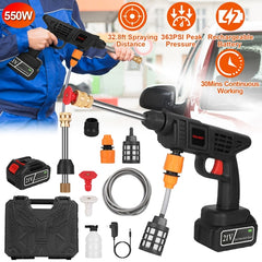 Portable Cordless Power Washer – 363 PSI High Pressure Water Sprayer with 21V 12000mAh Battery