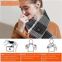 Electric Heated Scarf – USB Rechargeable Soft Neck Wrap with 3 Heating Modes, Unisex Winter Warmer