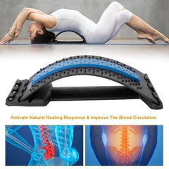Back Stretching Device – Adjustable Lumbar Stretcher for Posture & Comfort, Multi-Level, Blue