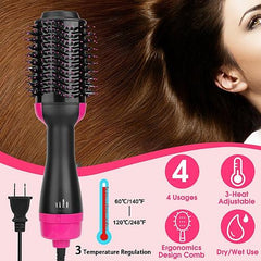 4-in-1 Hair Styling Tool – Hot Air Brush for Drying, Curling, Straightening & Volume