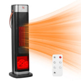 1500W Oscillating Ceramic Tower Space Heater – Portable Electric Heater with 3D Flame, 3 Wind Modes, Remote, 12H Timer & Overheat Protection