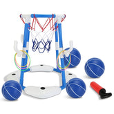 CoolWorld Floating Pool Basketball Hoop Set with 4 Balls & Pump – Summer Water Sports Game for Kids 3–12 Years