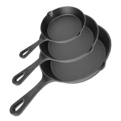 3-Piece Pre-Seasoned Cast Iron Skillet Set – 6", 8", 10" Frying Pans for Oven, Stove, and Grill