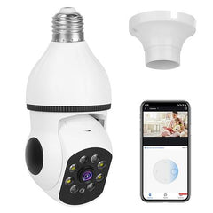 E27 WiFi Smart Bulb Camera 1080P FHD with Pan & Tilt, Two-Way Audio, Full Color Night Vision, Motion Tracking & Flood Light – Smart Security Surveillance