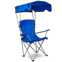 Foldable Beach Canopy Chair – Sun Protection Camping Lawn Chair, 330LBS Load Capacity, Folding Seat with Cup Holder for Beach, Poolside, Travel & Picnic