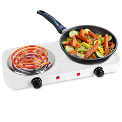 2000W Dual Coil Electric Hot Plate – Portable Countertop Stove with 5-Level Temperature Control & Non-Slip Feet – Ideal for RV, Dorm, or Kitchen Use