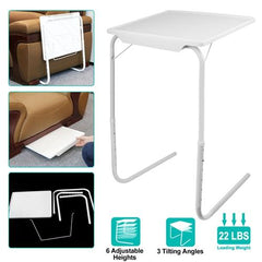 Foldable Tray Table – Portable Adjustable Sofa TV Tray with 6 Heights & 3 Angles for Laptop, Eating, Coffee, & More