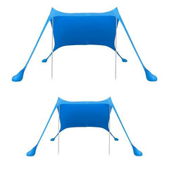 6.5x6.5FT Foldable Beach Canopy Tent – Portable Sun Shade with Poles, Sandbags & Carry Bag – Windproof UV Shelter for Outdoor Use (Blue)