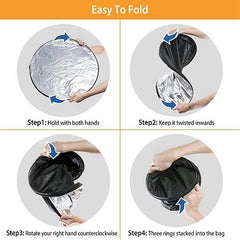 22.8In 5-in-1 Collapsible Photography Light Reflector Disc with Storage Bag - Translucent, Silver, Gold, White, Black Light Diffuser & Reflector Durable Steel