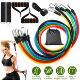 11PCS Resistance Bands Set - Portable Latex Fitness Equipment with Pull Ropes, Ankle Straps & Chest Expander for Yoga, Training Home Workouts