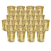 24 Pcs Gold Mercury Glass Votive Candle Holders – Shiny Tealight Holders for Wedding, Birthday Party, and Home Decoration Table Centerpieces Set Ornaments