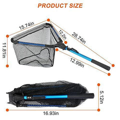 Foldable Fishing Net with Aluminum Alloy Rod, EVA Handle, Nano Coated Nylon Mesh – Safe Fish Catching Tool