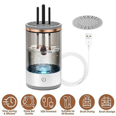 3-in-1 Automatic Makeup Brush Cleaner – USB Powered Brush Washing & Drying Machine with Storage