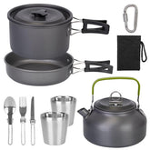 12-Piece Camping Cookware Set – Complete Outdoor Cooking Kit with Stove, Pots, Pans, Cup, Fork, Spoon & Knife