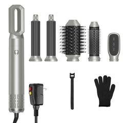 6-in-1 Hot Air Styler Brush Set – Dryer, Volumizer, Straightener & Curler with Auto Wrap, 3 Temp Settings, ALCI Plug & Accessories