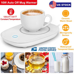 Coffee Mug Warmer Electric Beverage Heater with Auto Shut-Off, Desktop Cup Warmer for Coffee, Tea, Milk – Office & Home Mat, 125.6℉