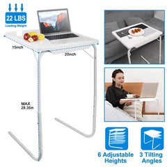 Foldable Tray Table – Portable Adjustable Sofa TV Tray with 6 Heights & 3 Angles for Laptop, Eating, Coffee, & More